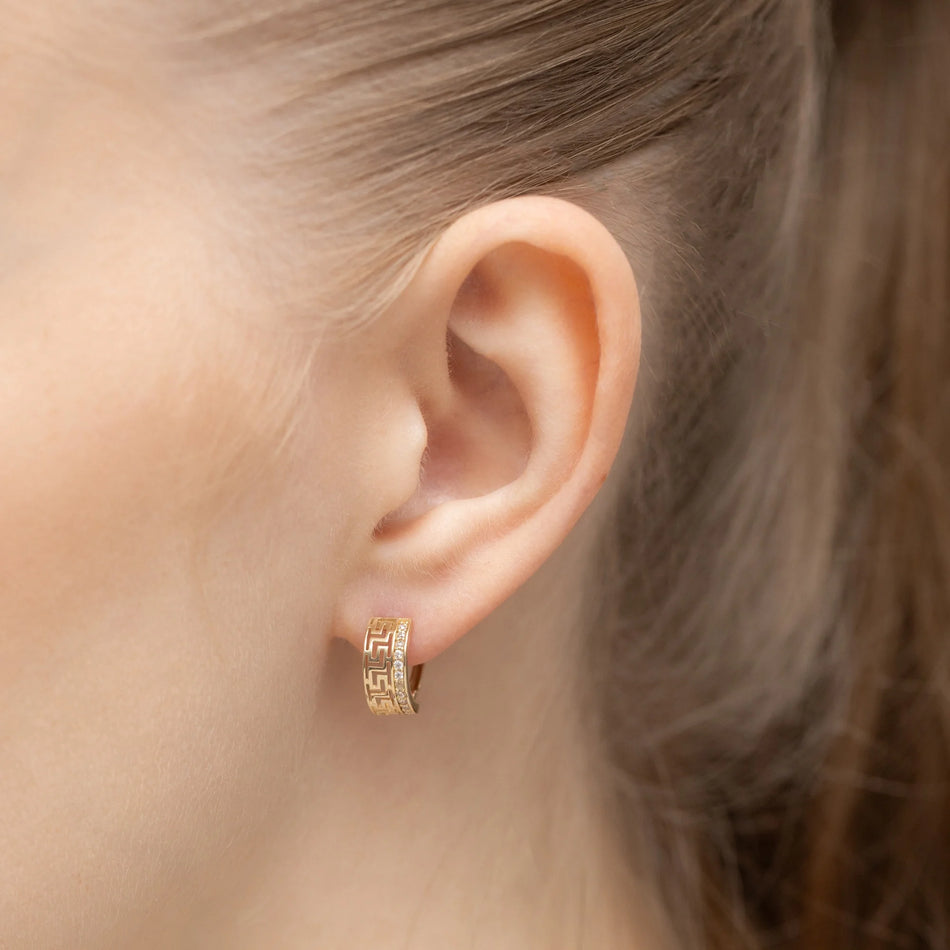 Gold Ohrringe mit englischem Verschluss mit Zirkonia