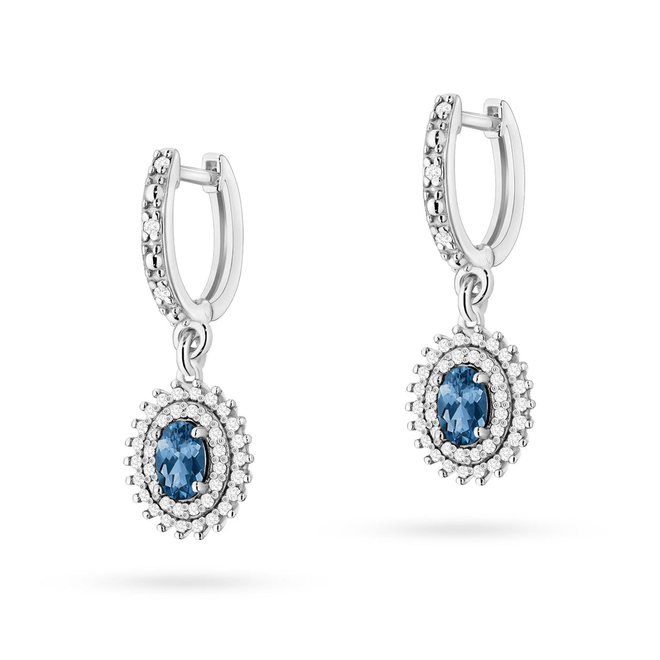Zlaté náušnice s 0,50ct london blue topazy a 0,442ct diamanty
