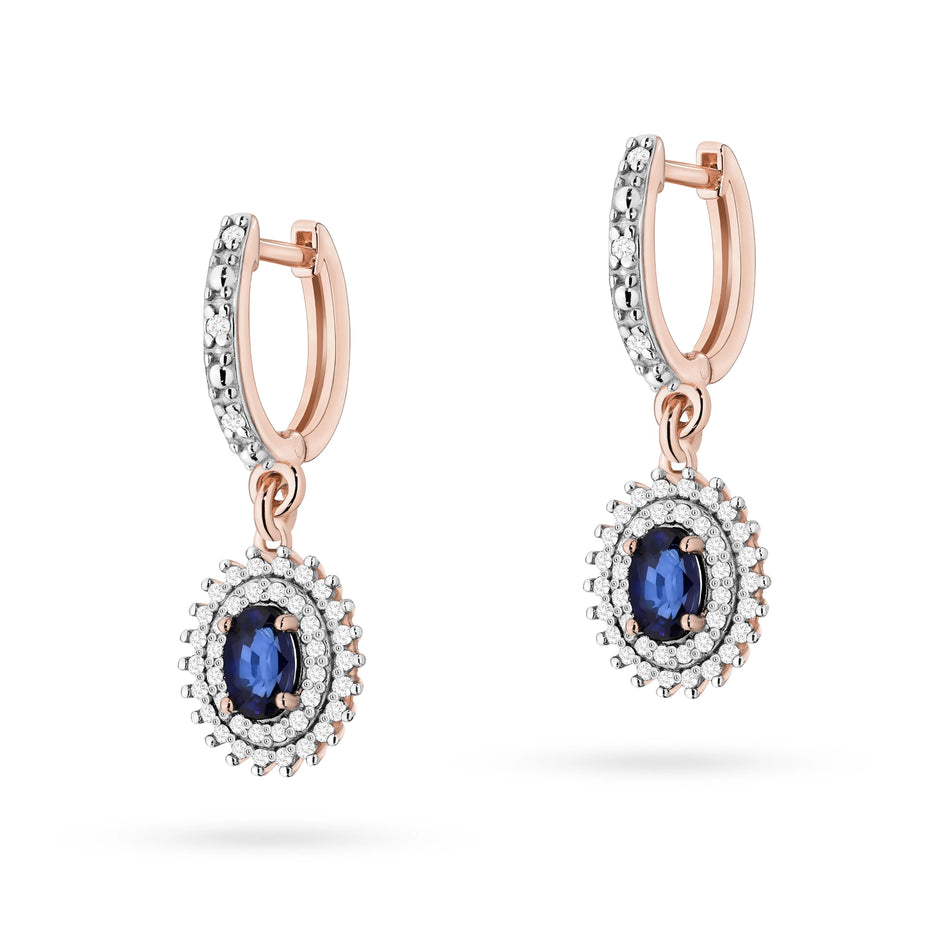 Gold Earrings with 0.70ct Sapphires and 0.442ct Diamonds