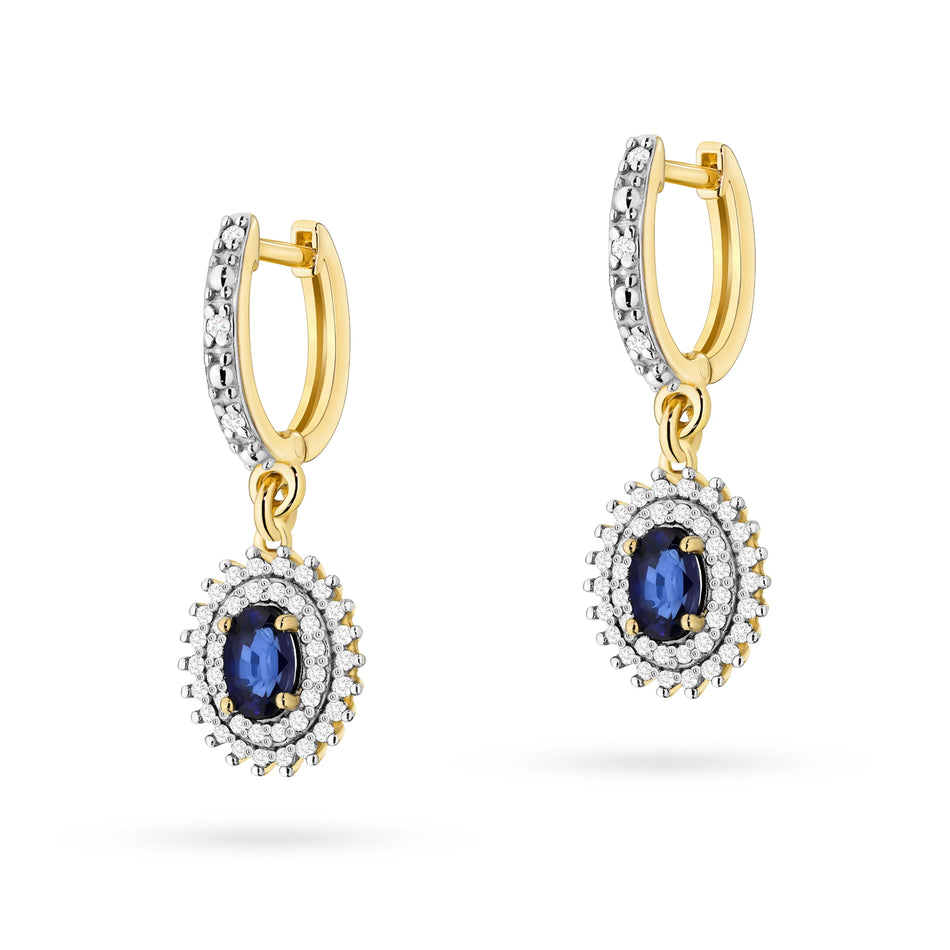 Gold Earrings with 0.70ct Sapphires and 0.442ct Diamonds