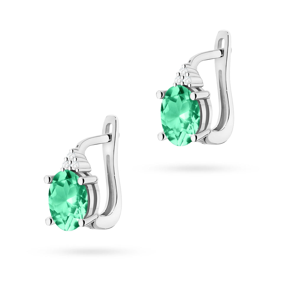 Gold Earrings with 0.80ct Emeralds and 0.052ct Diamonds