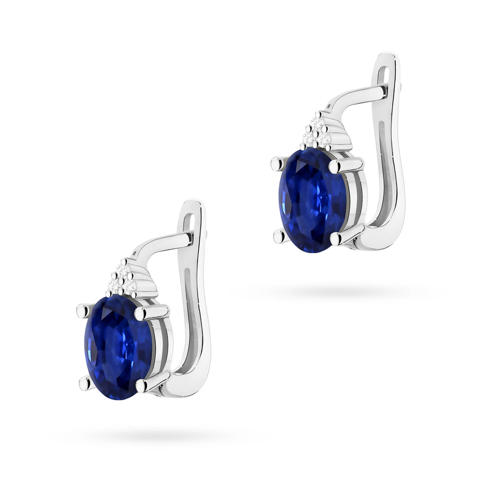 Gold Earrings with 0.90ct Sapphires and 0.052ct Diamonds