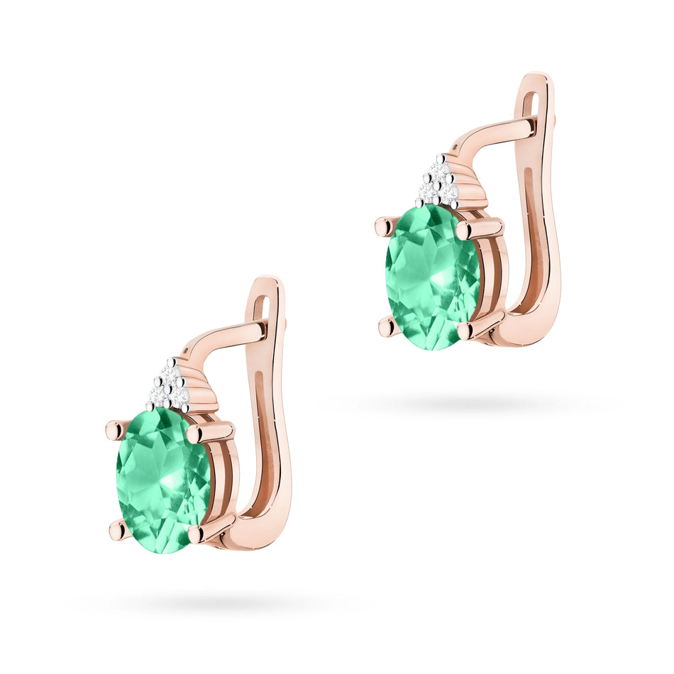 Gold Earrings with 0.80ct Emeralds and 0.052ct Diamonds
