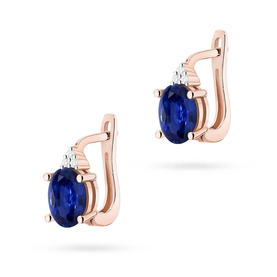 Gold Earrings with 0.90ct Sapphires and 0.052ct Diamonds