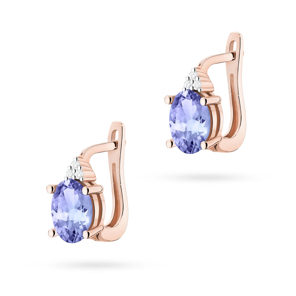 Gold Earrings with 0.70ct Tansanites and 0.052ct Diamonds