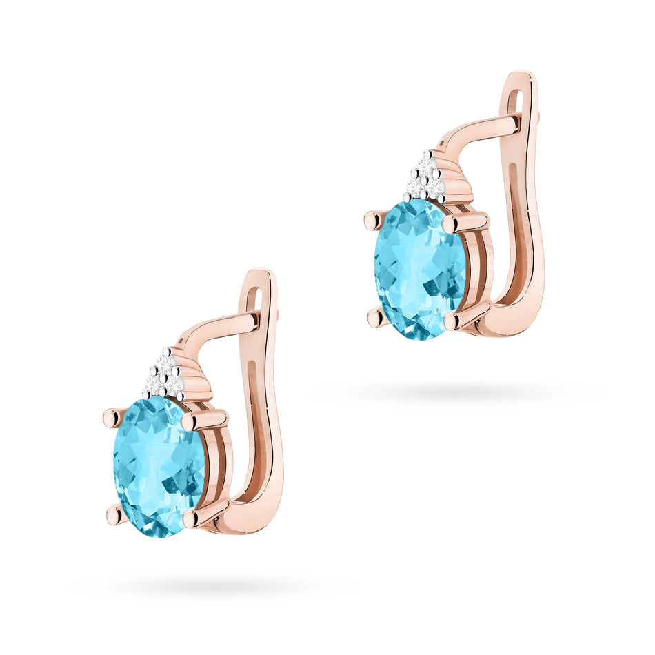 Gold Earrings with 0.90ct Topazes and 0.052ct Diamonds