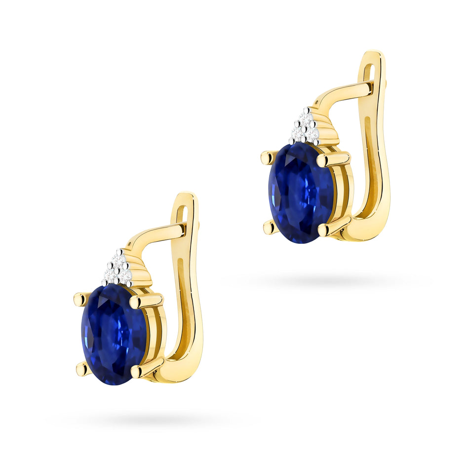 Gold Earrings with 0.90ct Sapphires and 0.052ct Diamonds