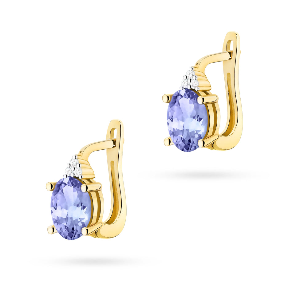Gold Earrings with 0.70ct Tansanites and 0.052ct Diamonds