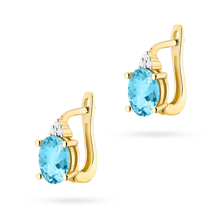 Gold Earrings with 0.90ct Topazes and 0.052ct Diamonds