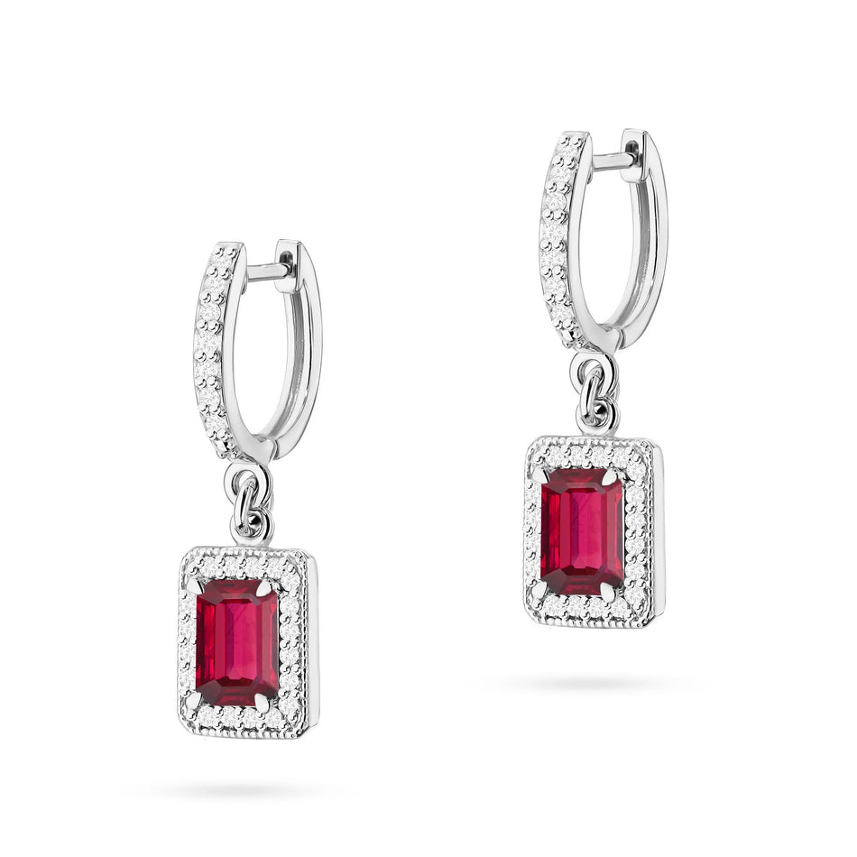 Gold Earrings with 0.80ct Rubies and 0.34ct Diamonds