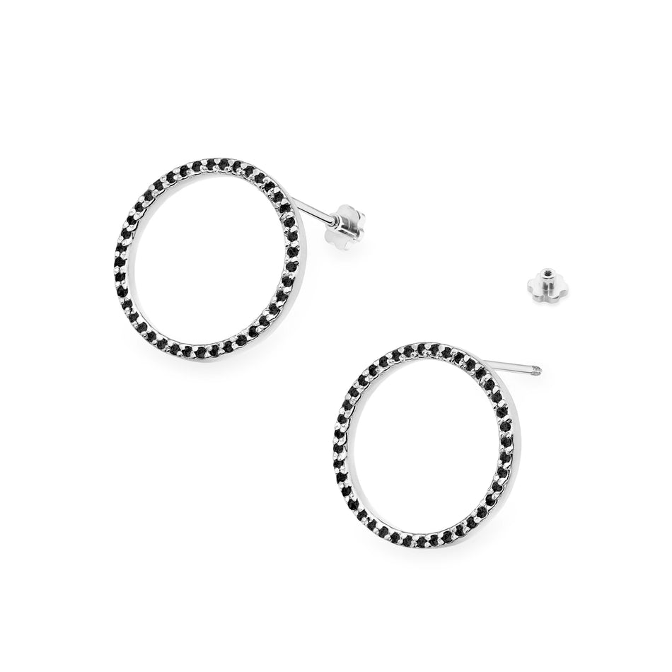 Zlaté náušnice s 0,40 ct čiernymi diamantmi