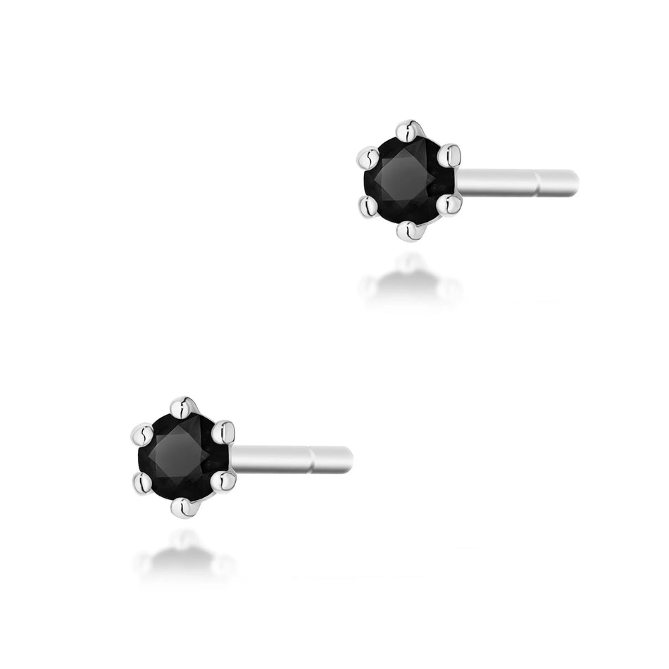 Gold Earrings with 2 x 0.04ct Black diamonds
