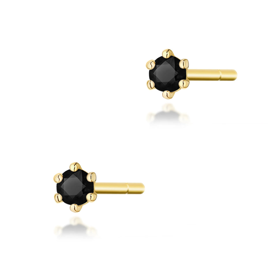 Gold Earrings with 2 x 0.04ct Black diamonds