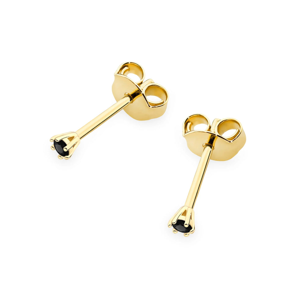Gold Earrings with 2 x 0.04ct Black diamonds