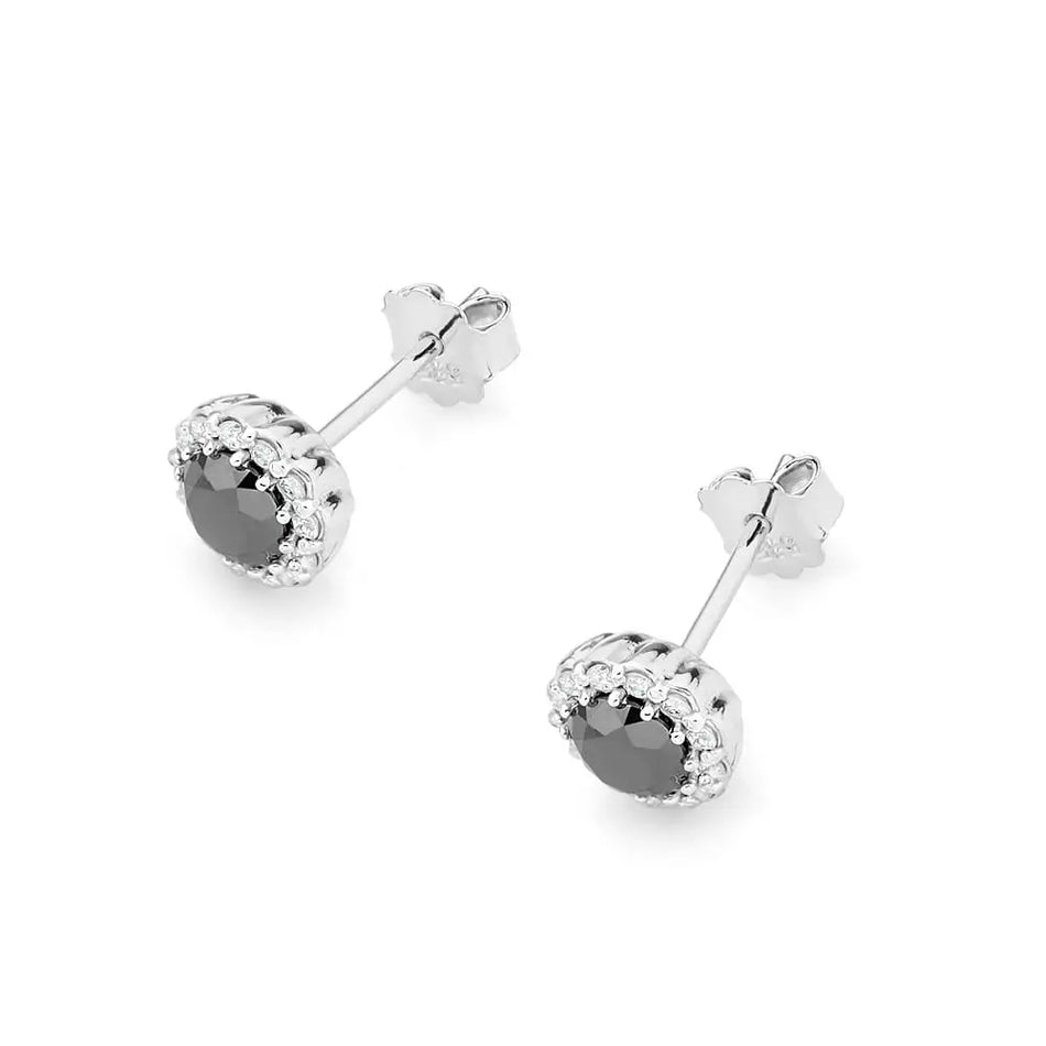 Gold Earrings with 0.50ct Black diamonds and 0.206ct Diamonds