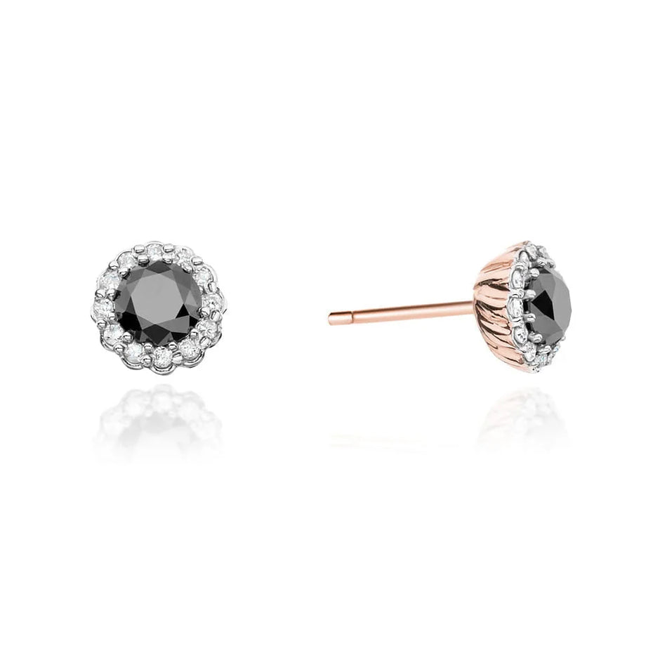 Gold Earrings with 0.50ct Black Diamonds and 0.206ct Diamonds