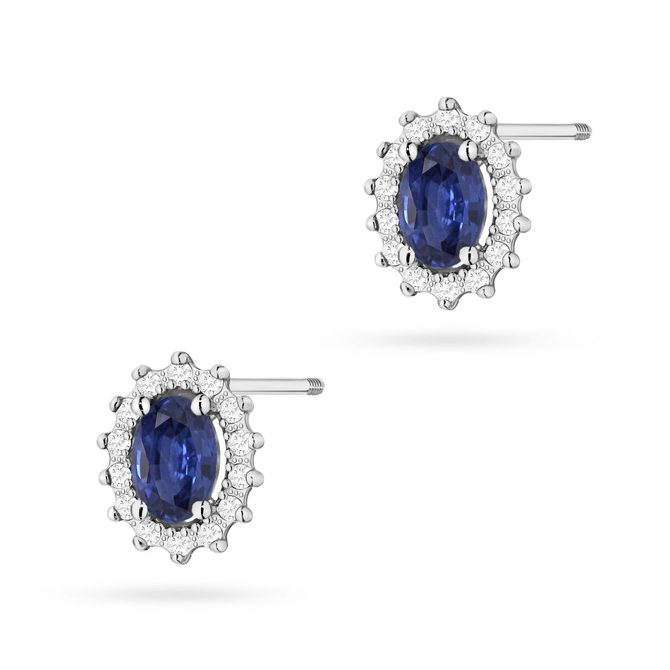 Gold Earrings with 0.70ct Sapphires and 0.24ct Diamonds