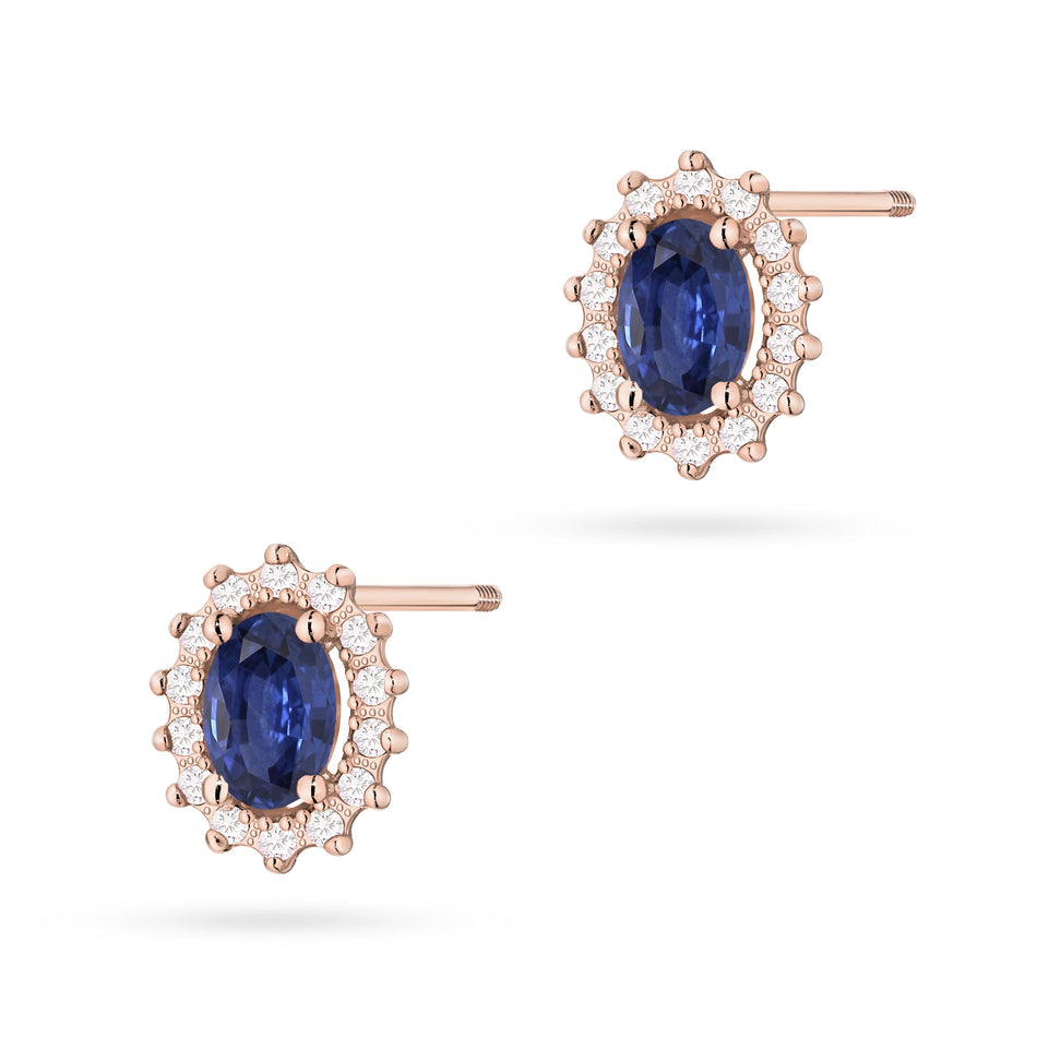 Gold Earrings with 0.70ct Sapphires and 0.24ct Diamonds