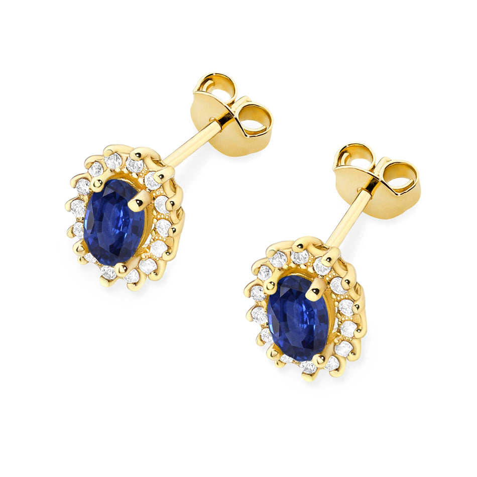 Gold Earrings with 0.70ct Sapphires and 0.24ct Diamonds