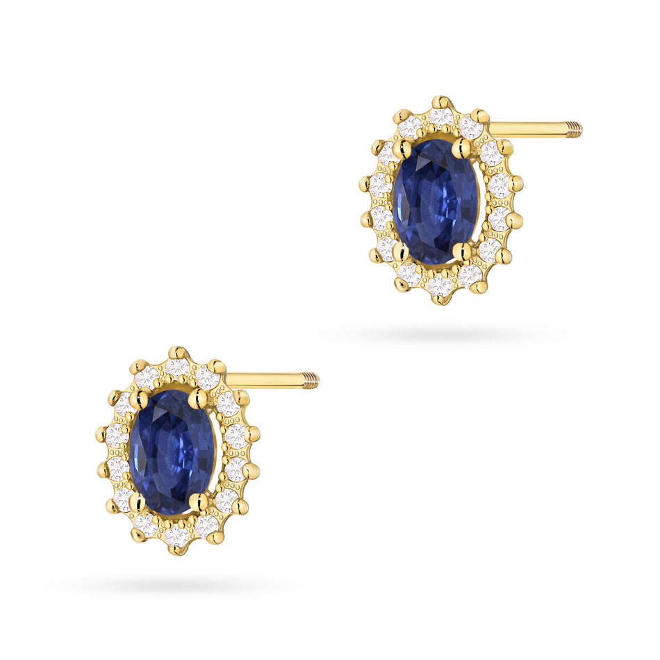 Gold Earrings with 0.70ct Sapphires and 0.24ct Diamonds
