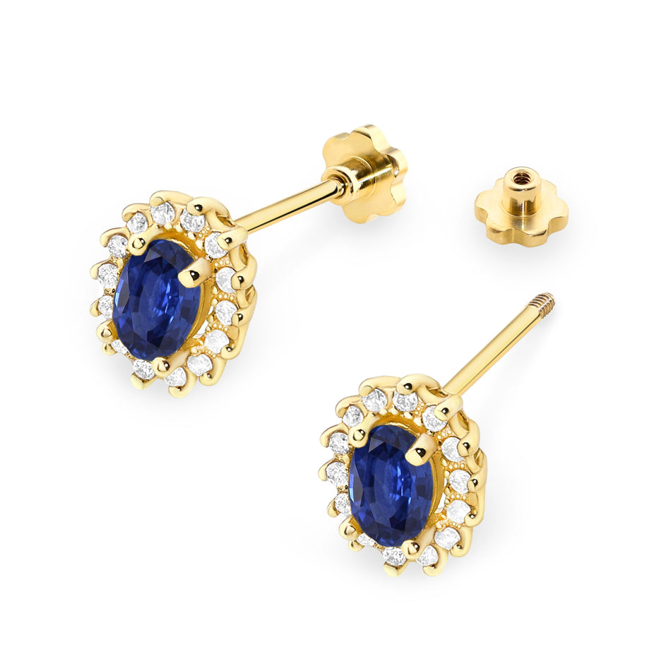 Gold Earrings with 0.70ct Sapphires and 0.24ct Diamonds