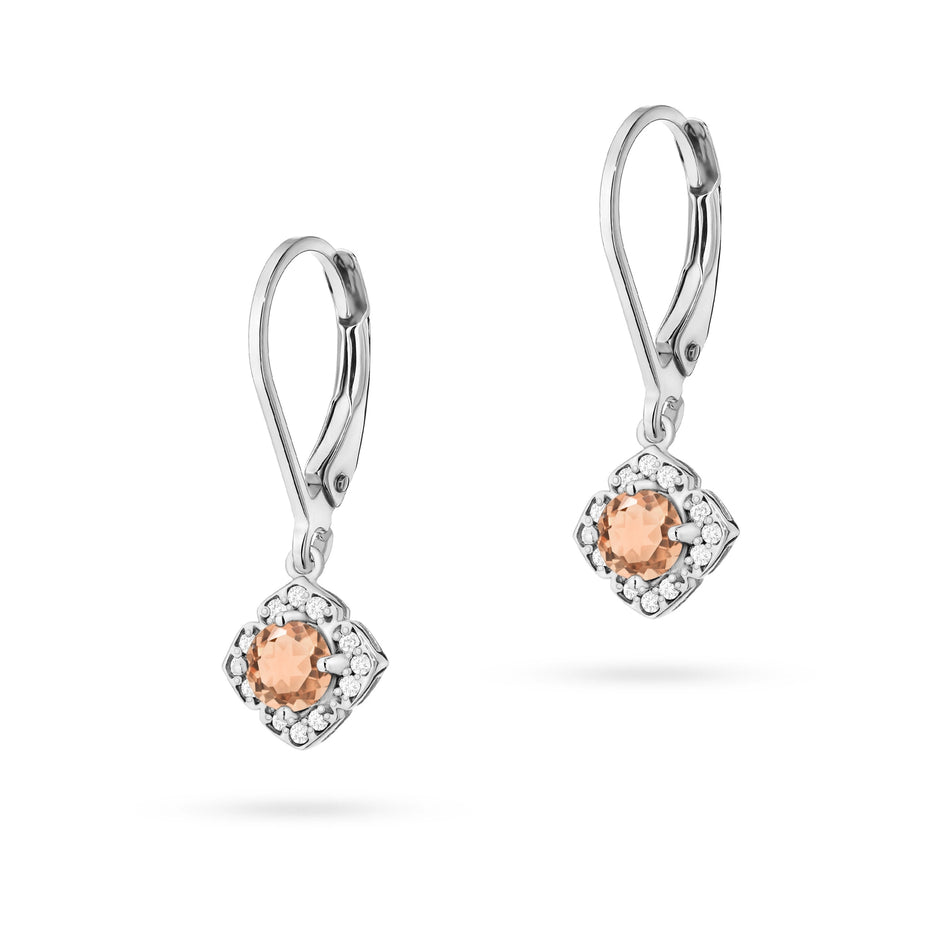 Zlaté náušnice s 0,25ct morganity a 0,12ct diamanty