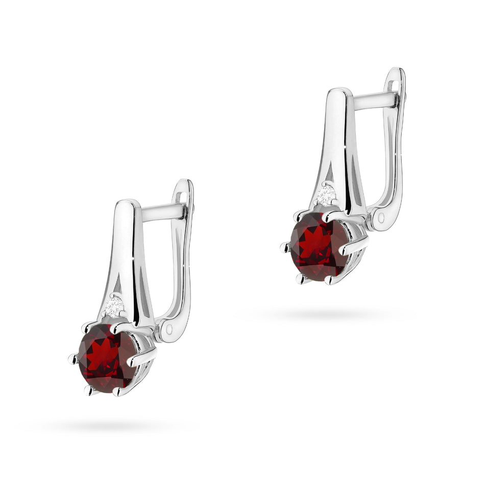 Gold Earrings with 0.50ct Garnets and 0.029ct Diamonds