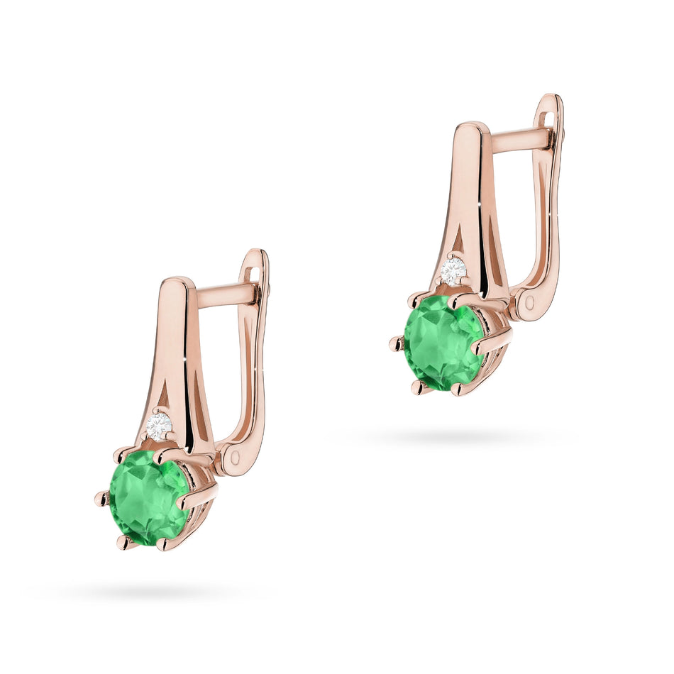 Gold Earrings with 0.50ct Emeralds and 0.029ct Diamonds
