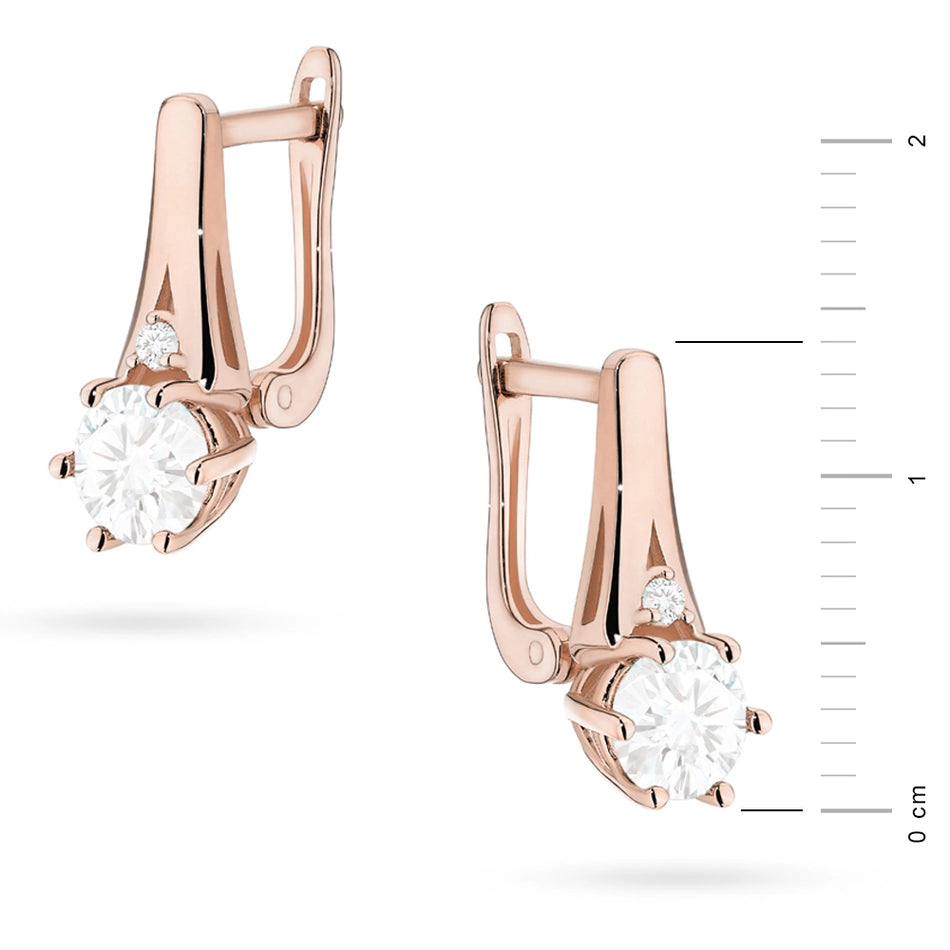 Zlaté náušnice s 0,60 ct bielymi zafírmi a 0,029 ct diamantmi