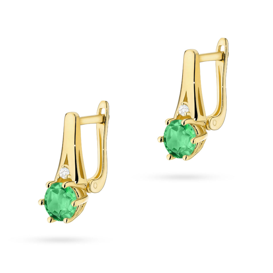 Gold Earrings with 0.50ct Emeralds and 0.029ct Diamonds
