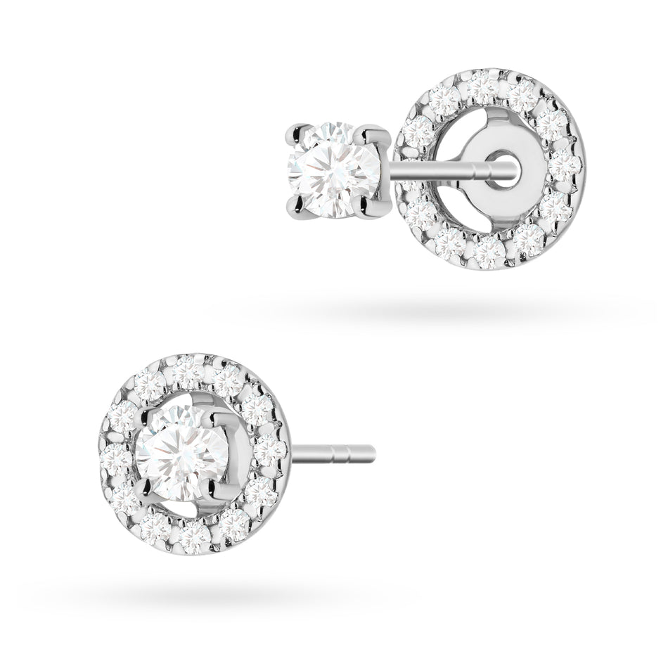 Gold Earrings with 2 x 0.10ct and 0.005ct Lab-diamonds