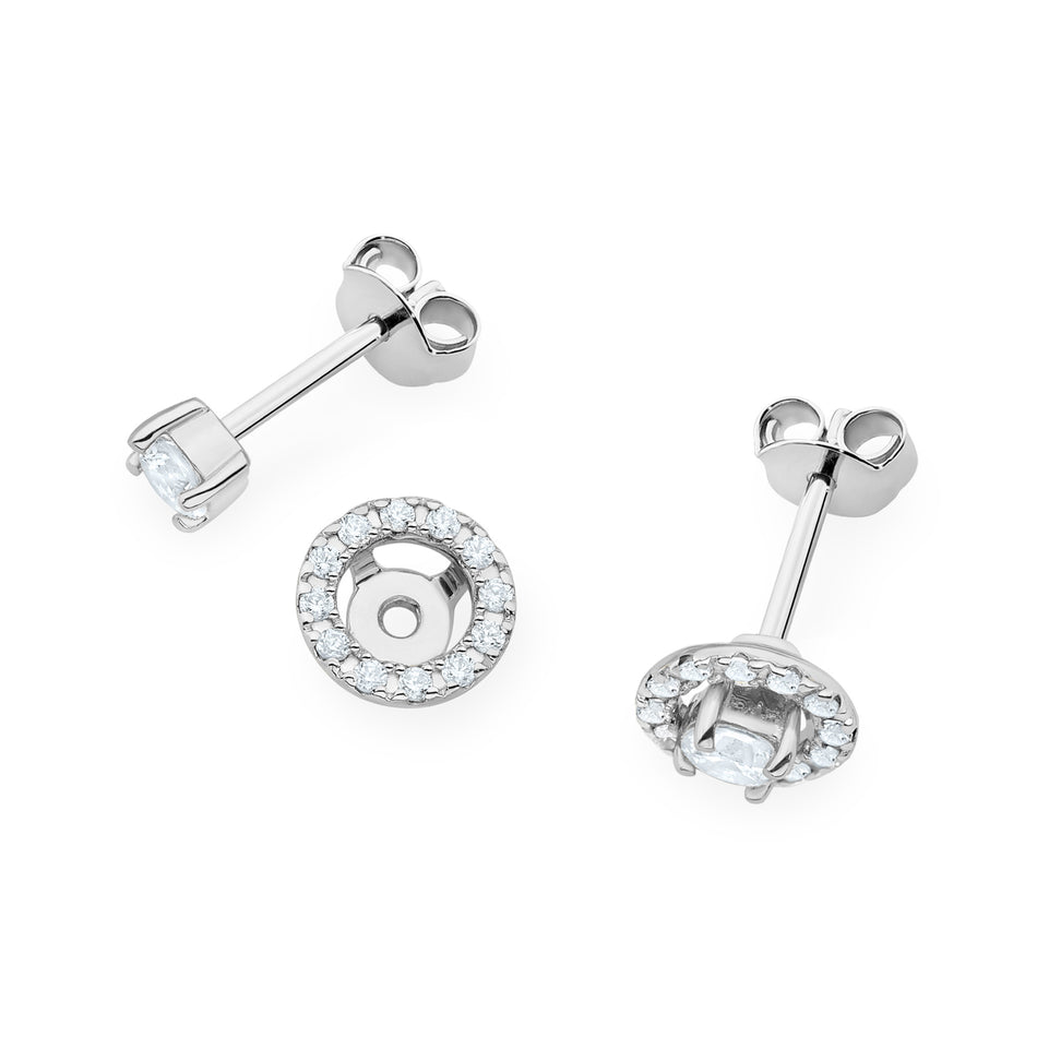 Gold Earrings with 2 x 0.10ct and 0.005ct Lab-diamonds