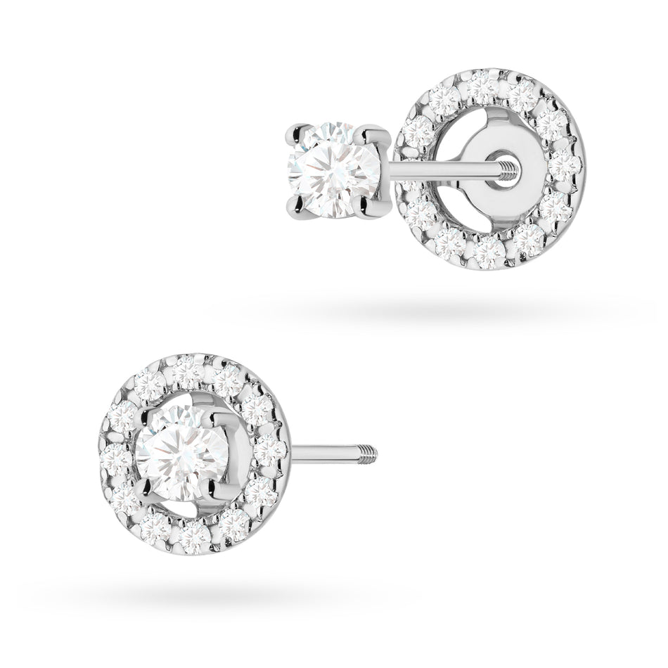 Gold Earrings with 2 x 0.10ct and 0.005ct Lab-diamonds