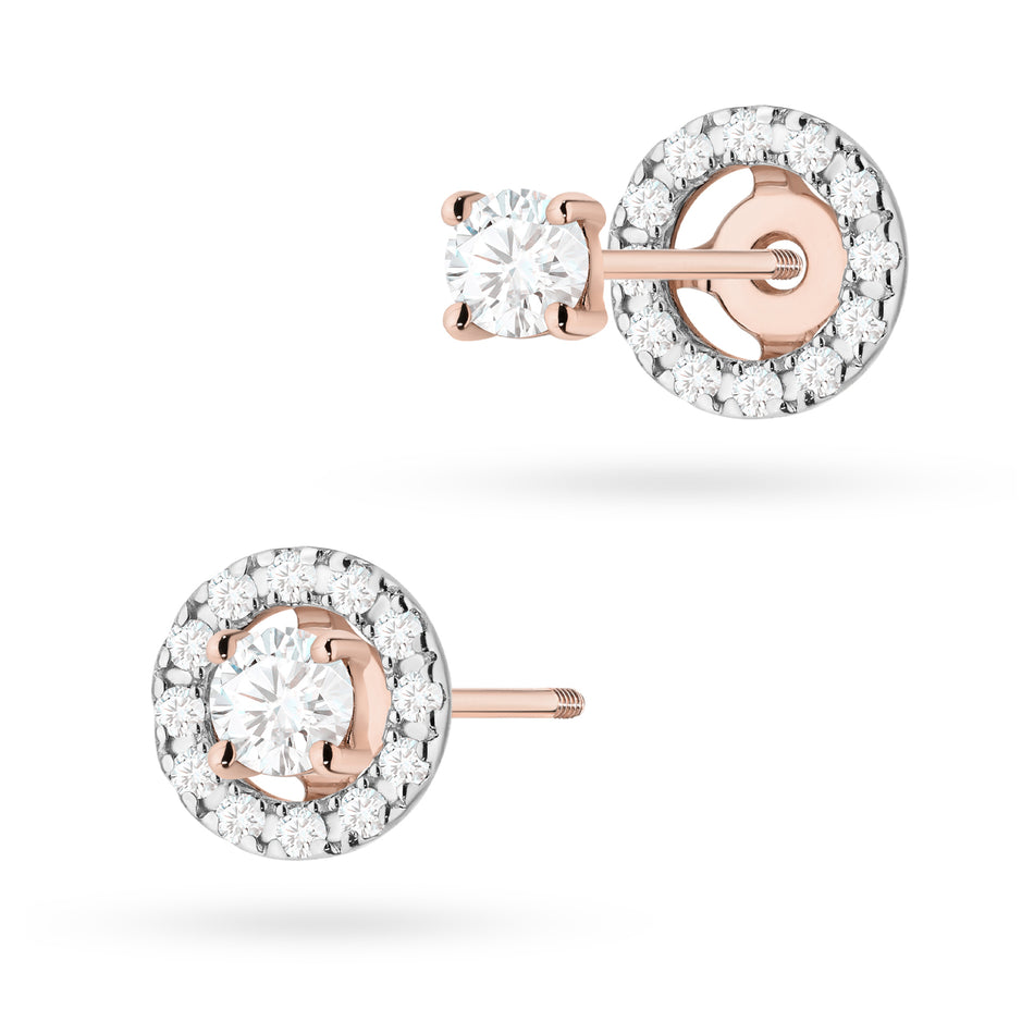 Gold Earrings with 2 x 0.10ct and 0.005ct Diamonds