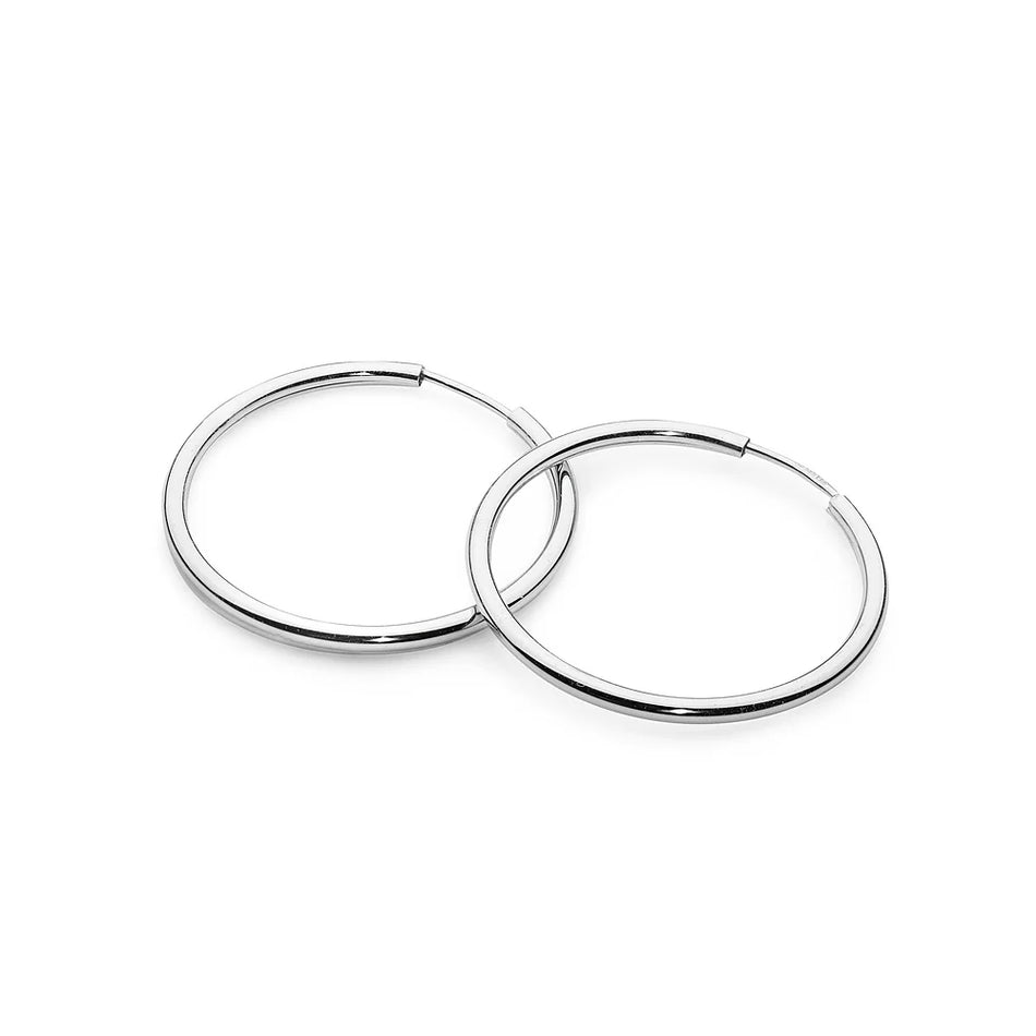 Bílé zlaté kruhové zasouvací náušnice 3cm