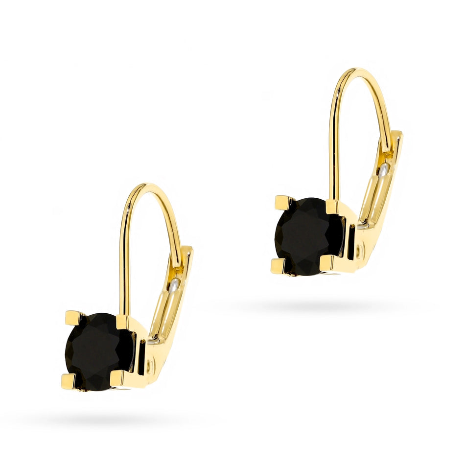 Gold English Clasp Earrings with Zirconia