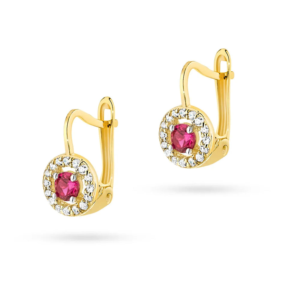 Children's Gold English Clasp Earrings with Zirconia