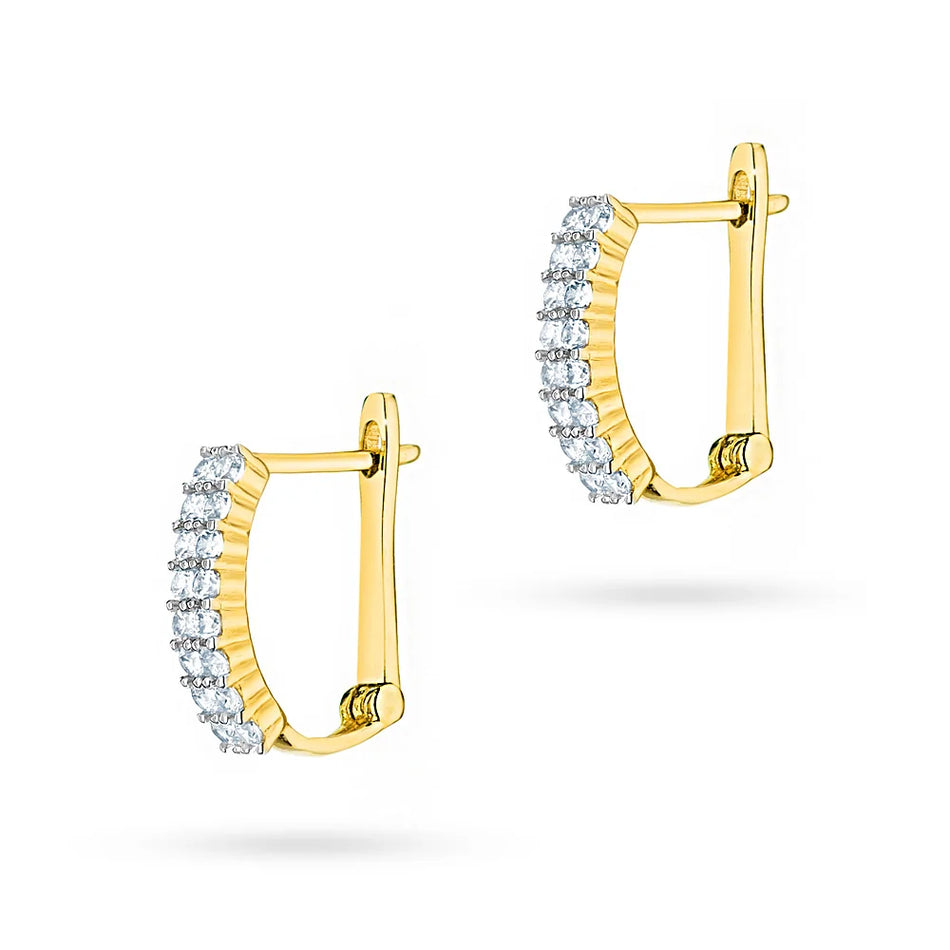 Gold English Clasp Earrings with Zirconia