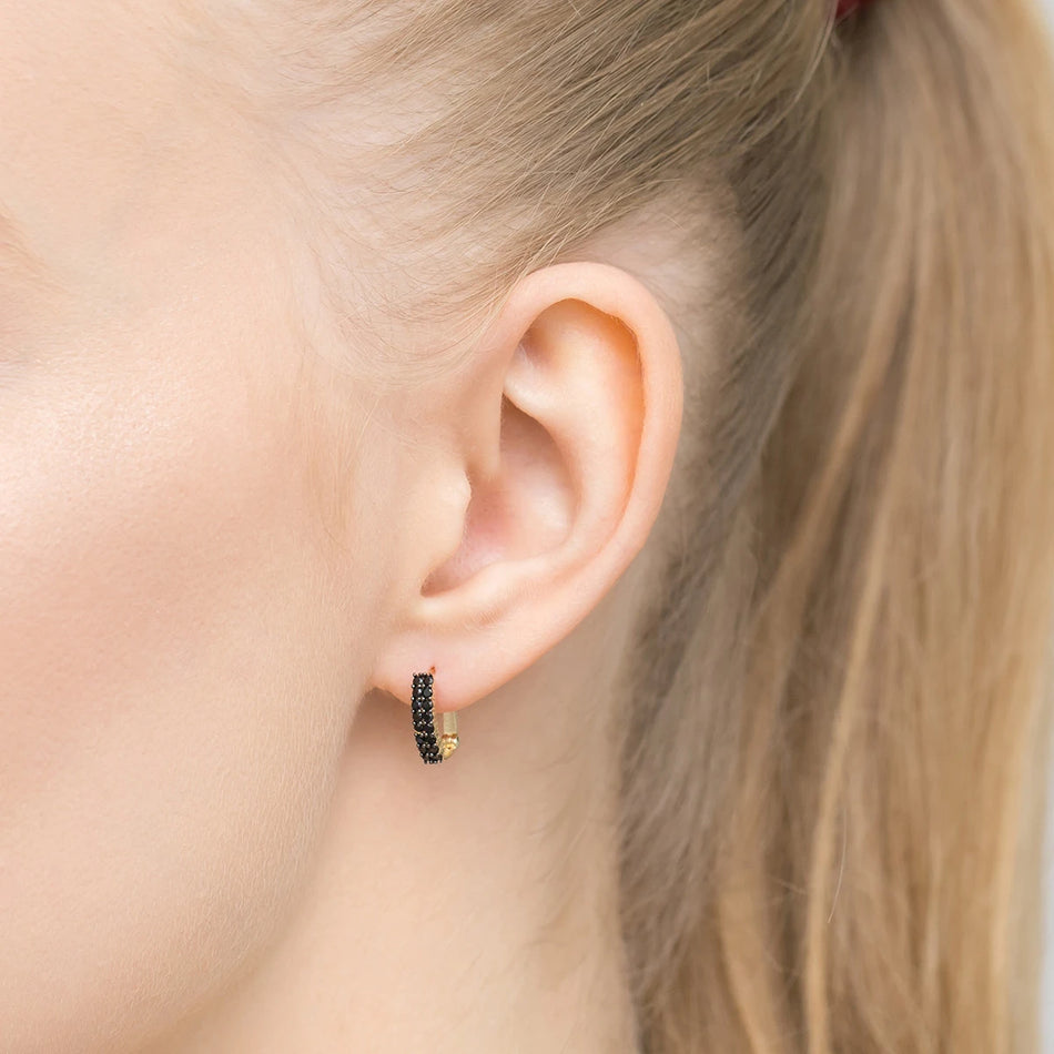 Gold English Clasp Earrings with Zirconia