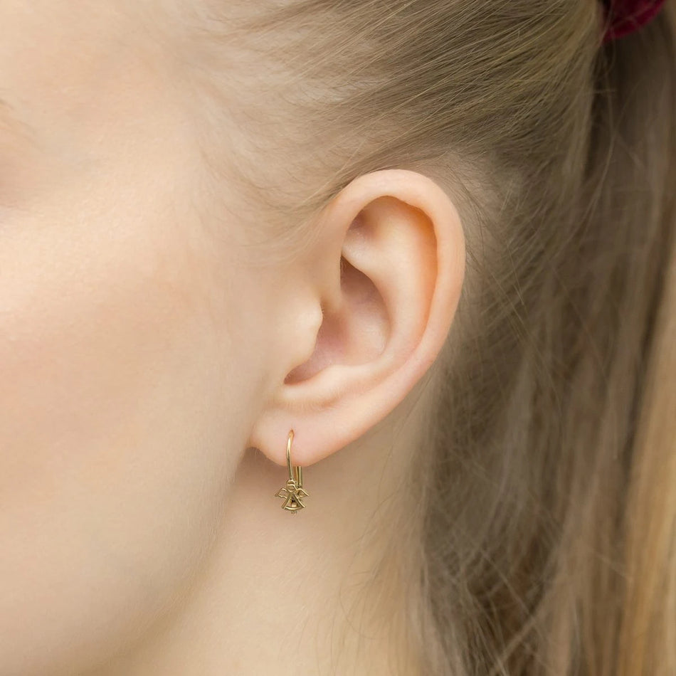 Gold English Clasp Earrings Angel