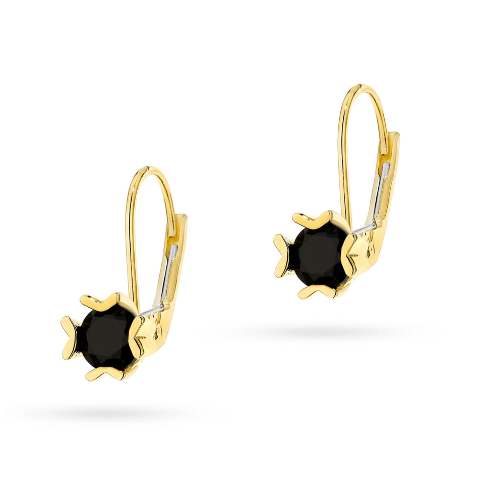 Gold English Clasp Earrings with Zirconia