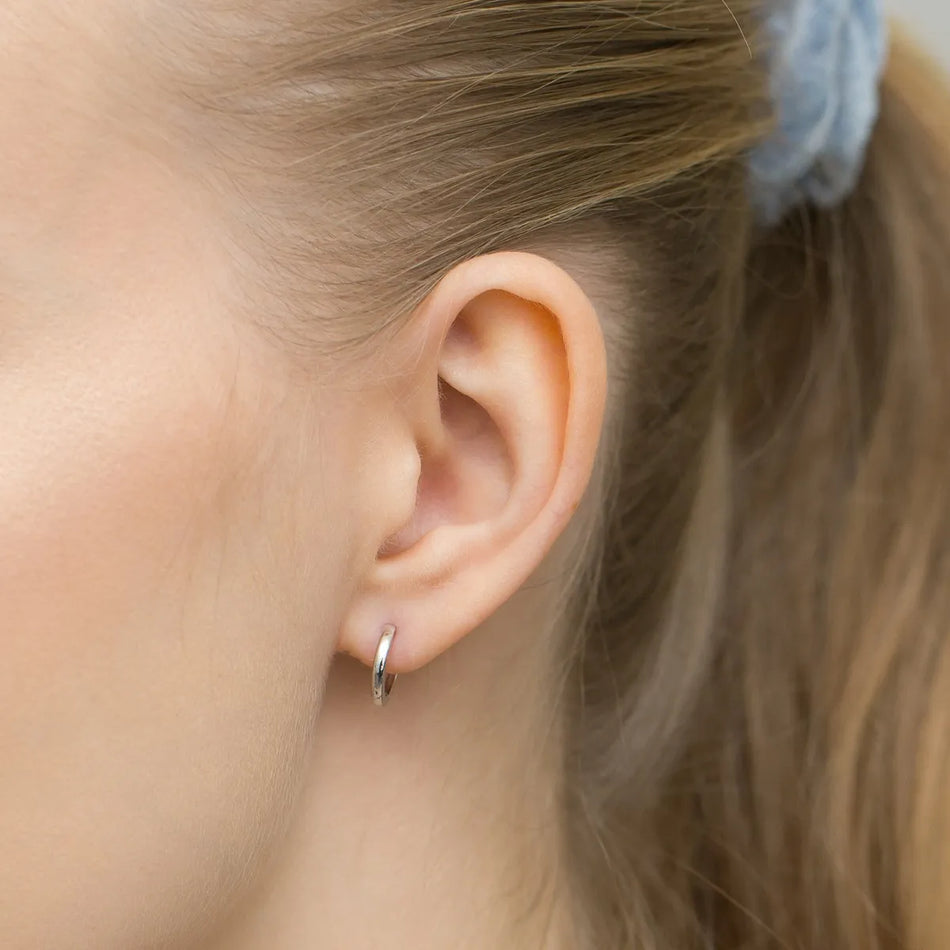 Stříbrný Kruhové zasouvací náušnice 12mm