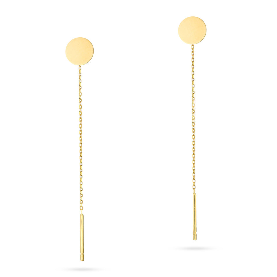 Zlaté náušnice s kulatým řetízkem na protahování