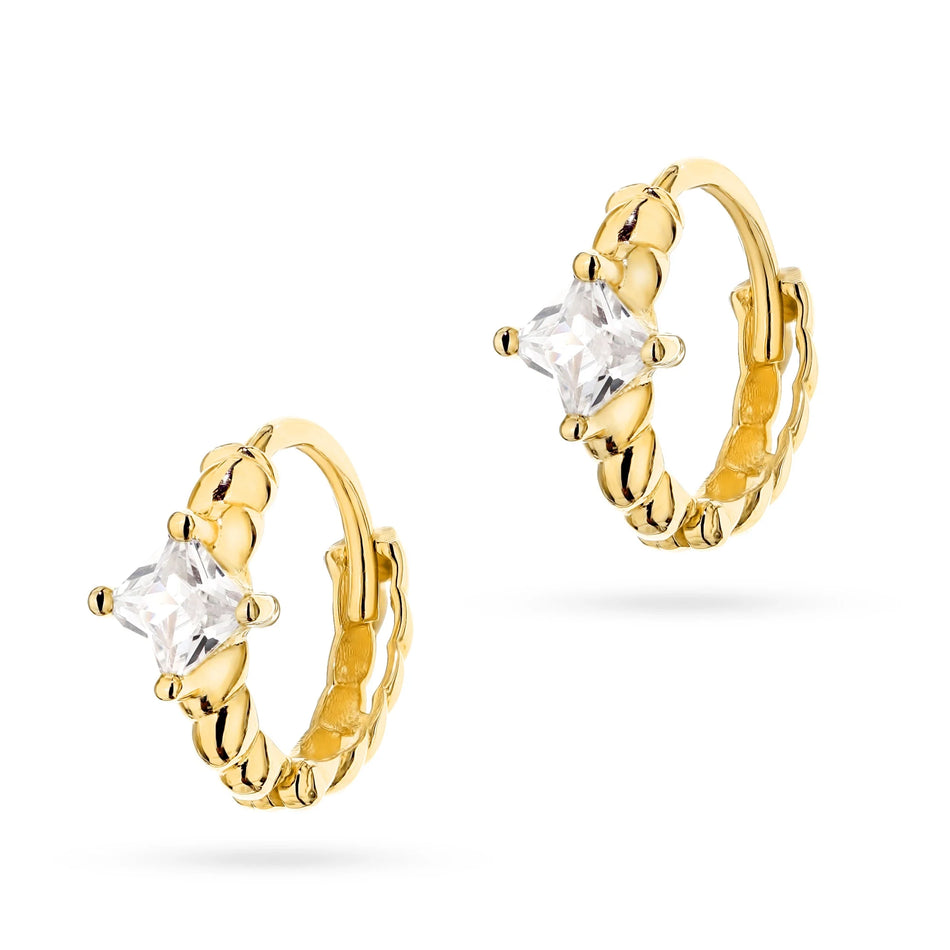 Gold Creole Earrings with Zirconia