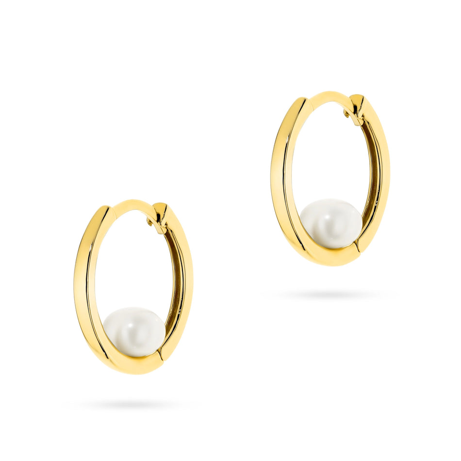 Gold Ohrringe mit Englisch Verschluss und Zuchtperle