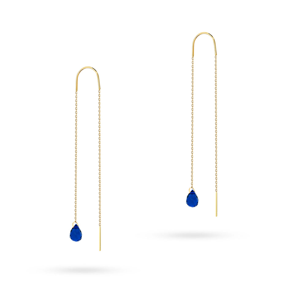 Gold Pull-Through Earrings with Hydro quartz