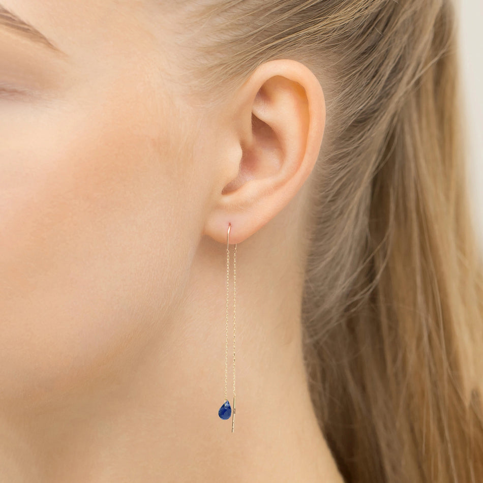 Gold Pull-Through Earrings with Hydro quartz