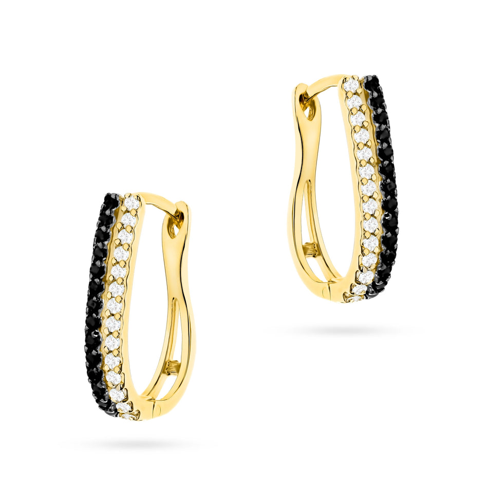 Gold English Clasp Earrings with Zirconia