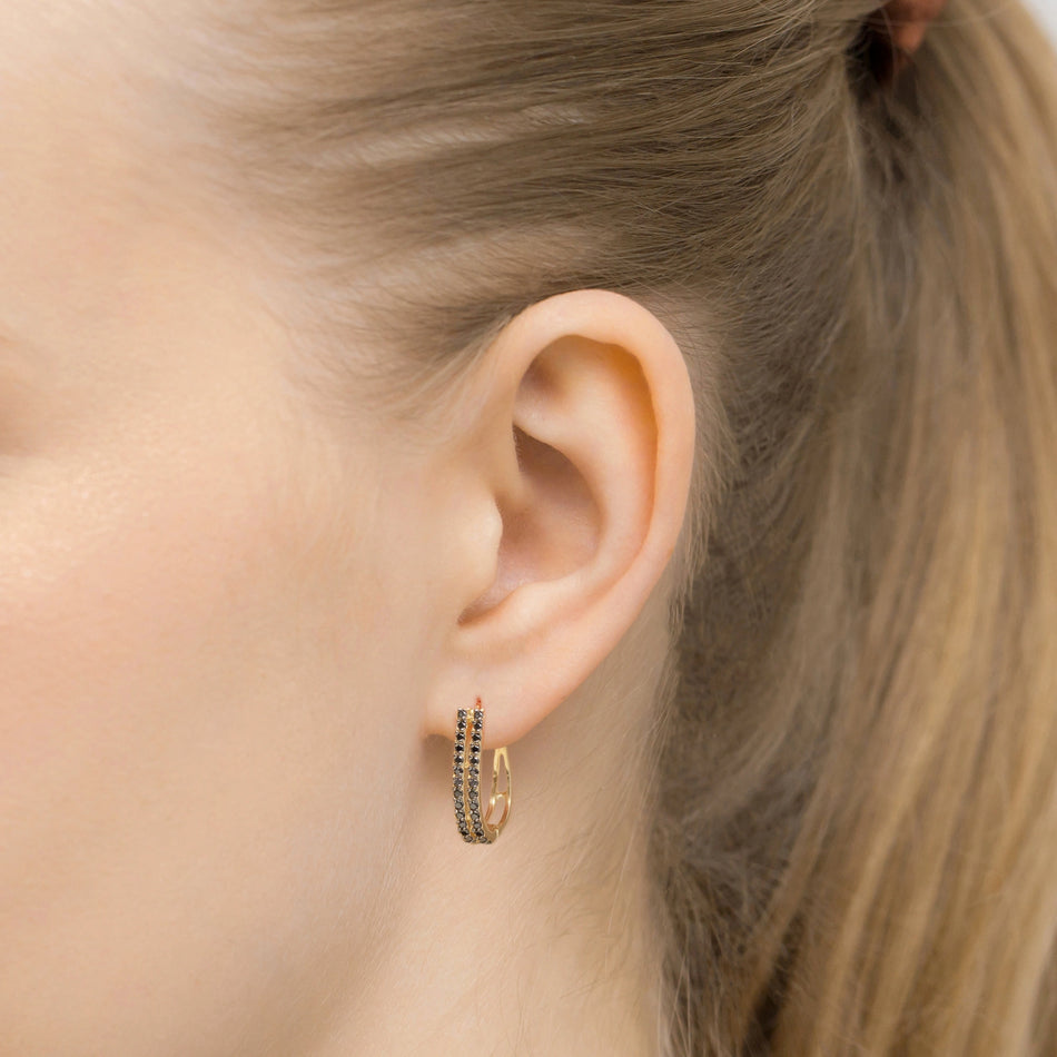 Gold English Clasp Earrings with Zirconia