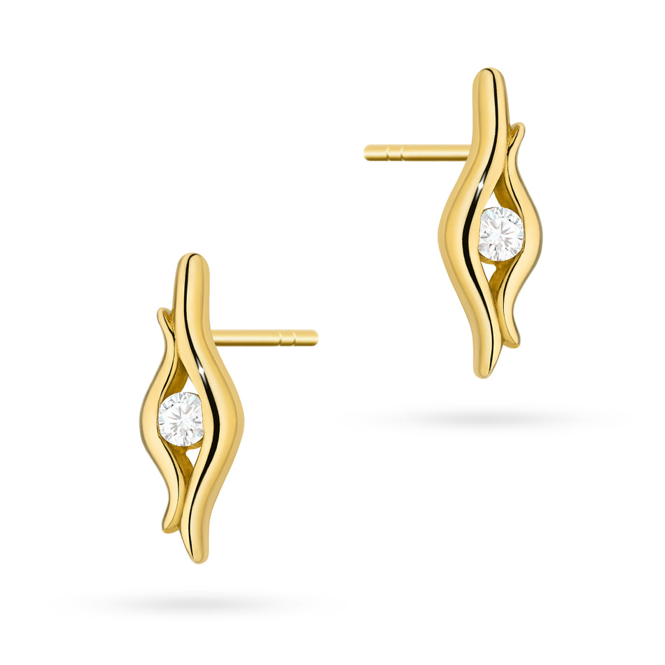 Gold Earrings with Zirconia